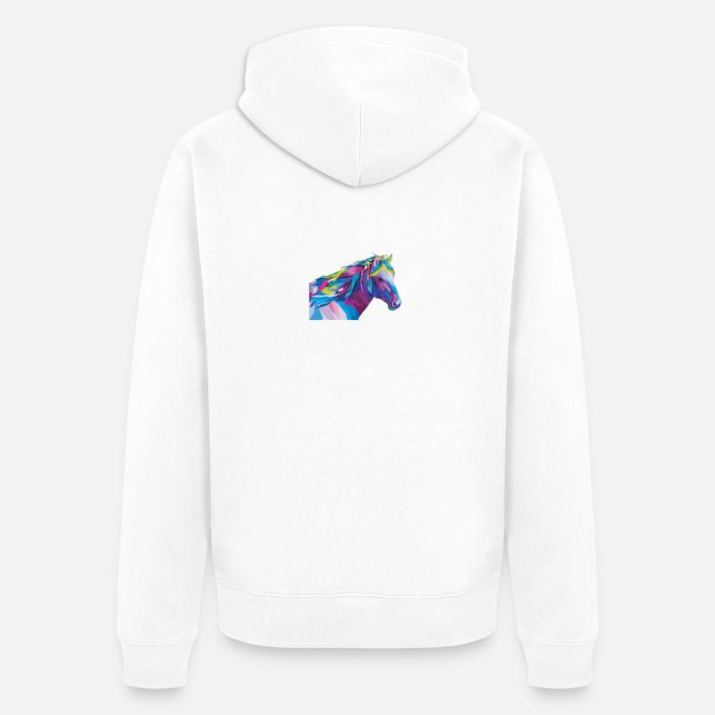 Cheval arc-en-ciel géométrique - Veste à capuche bio Premium Unisexe - blanc