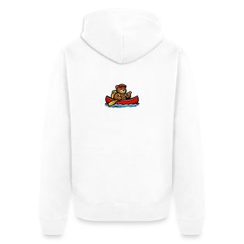Paddel-Abenteuer-Bär im Kanu - Unisex Premium Bio Zip Hoodie - Weiß - Hinten - Thijin (182cm)