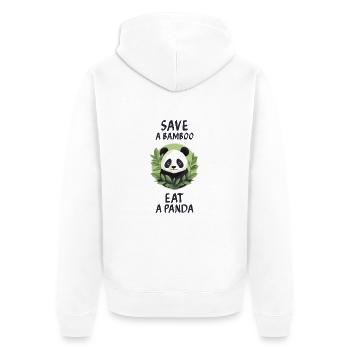 Save a bamboo, eat a panda. - Unisex Premium Organic Zip Hoodie - white - Back - Thijin (182cm)