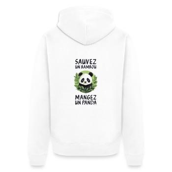 Sauvez un bambou, mangez un panda. - Veste à capuche bio Premium Unisexe - blanc - Dos - Thijin (182cm)