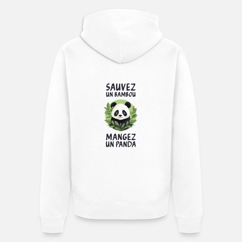 Sauvez un bambou, mangez un panda. - Veste à capuche bio Premium Unisexe - blanc