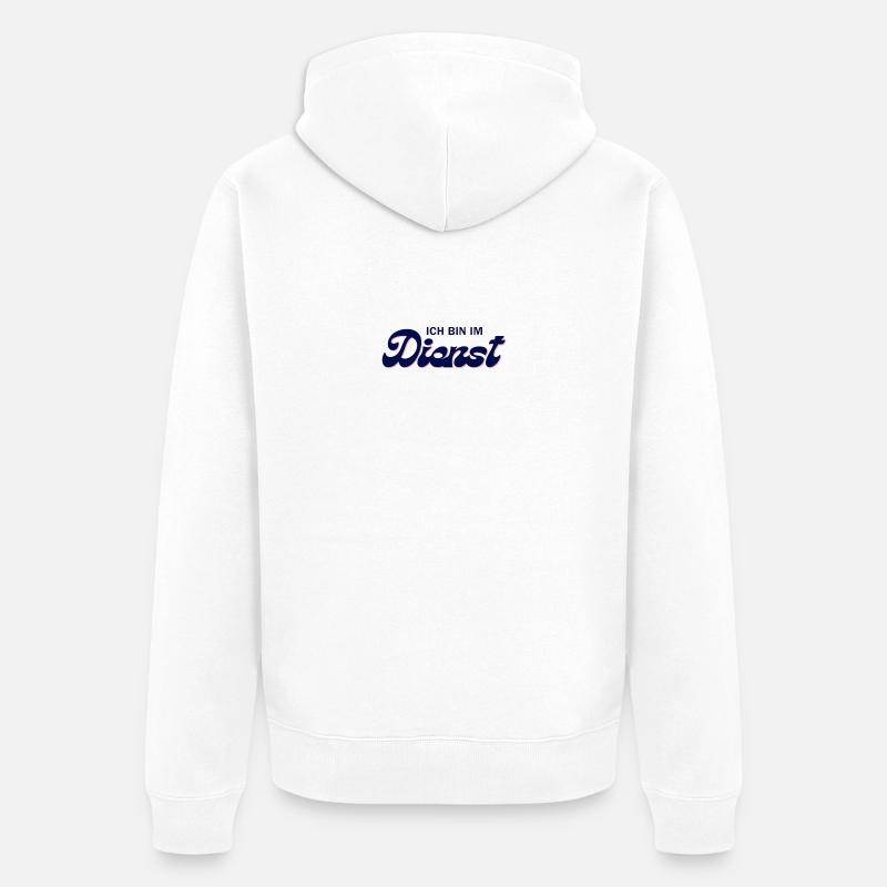 Ich bin im Dienst – Pink Script - Unisex Premium Bio Zip Hoodie - Weiß