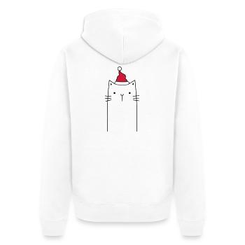 Katze Nikolaus Weihnachten Mütze Geschenkidee - Unisex Premium Bio Zip Hoodie - Weiß - Hinten - Thijin (182cm)