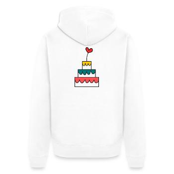 HAPPY BIRTHDAY. JOYEUX ANNIVERSAIRE. ANNIVERSAIRE. - Veste à capuche bio Premium Unisexe - blanc - Dos - Thijin (182cm)