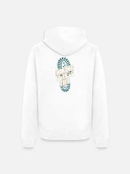 Hiking is Life – Klassisches Wander Design - Unisex Premium Bio Zip Hoodie - Weiß