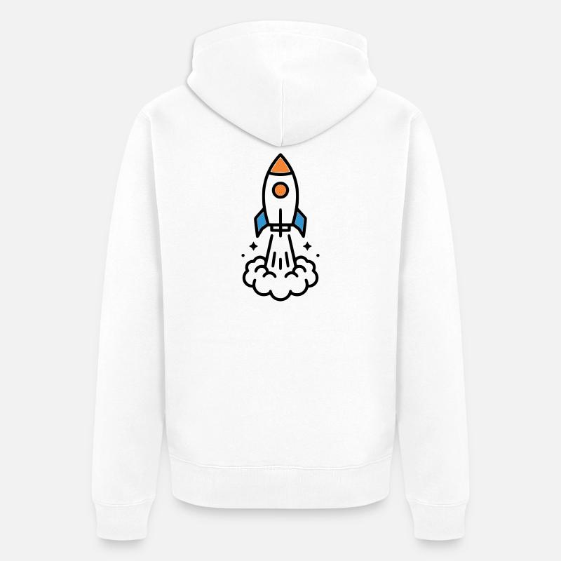 Comic spatial Rocket Launch - Veste à capuche bio Premium Unisexe - blanc