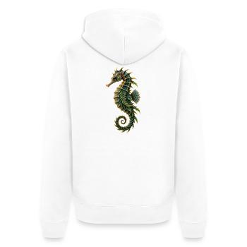 Botanische Seepferdchen-Rüstung - Unisex Premium Bio Zip Hoodie - Weiß - Hinten - Thijin (182cm)