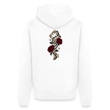 Alter Schlüssel mit Dornen – Gothic Art - Unisex Premium Bio Zip Hoodie - Weiß - Hinten - Thijin (182cm)