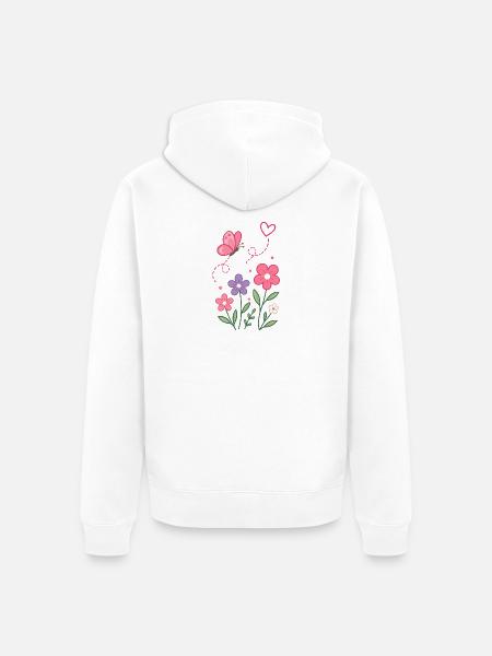 Blumenzauber mit Schmetterling - Unisex Premium Bio Zip Hoodie - Weiß