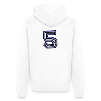 5. 5 YEARS. 5th ANNIVERSARY. 5 YEAR ANNIVERSARY - Unisex Premium Organic Zip Hoodie - white - Back - Thijin (182cm)