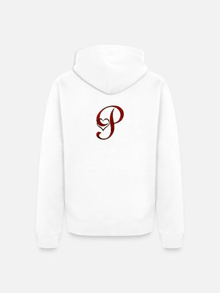 Liebesinitial P mit Herz im Goldrot - Unisex Premium Bio Zip Hoodie - Weiß