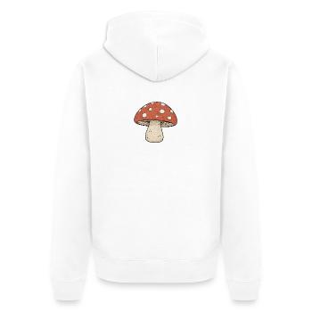 TINY ACTIVISTS | Pilz - Unisex Premium Bio Zip Hoodie - Weiß - Hinten - Thijin (182cm)