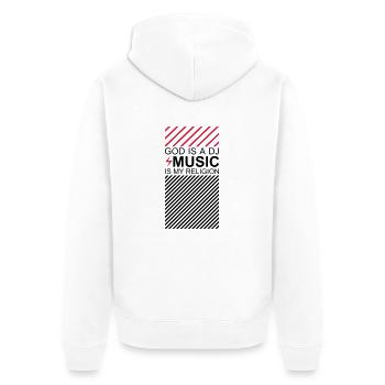 God is a DJ Music my Religion EDM Shuffle Festival - Unisex Premium Organic Zip Hoodie - white - Back - Thijin (182cm)