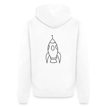 Rakete - Unisex Premium Bio Zip Hoodie - Weiß - Hinten - Thijin (182cm)