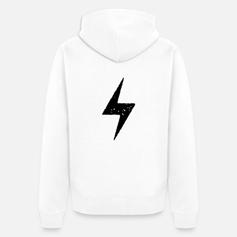 Blitz Strom Symbol - Unisex Premium Bio Zip Hoodie - Weiß
