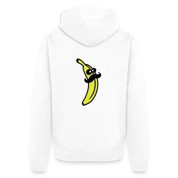 Sir Mustache Banana - Unisex Premium Organic Zip Hoodie - white - Back - Thijin (182cm)