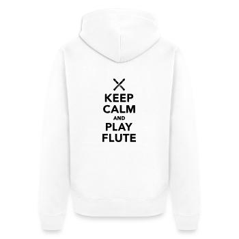 Keep calm and Play Flute - Unisex Premium Organic Zip Hoodie - white - Back - Thijin (182cm)