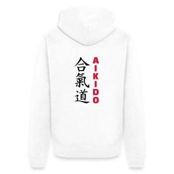Aikido - Unisex Premium Organic Zip Hoodie - white - Back - Thijin (182cm)