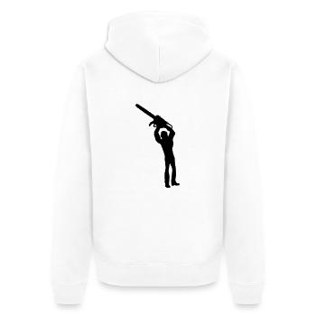 motorsäge - Unisex Premium Bio Zip Hoodie - Weiß - Hinten - Thijin (182cm)