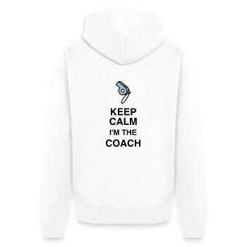 Coach / Coaching / Trainer / Sport - Unisex Premium Bio Zip Hoodie - Weiß - Hinten - Thijin (182cm)
