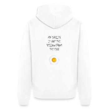 My English is not the yellow from the egg - Unisex Premium Bio Zip Hoodie - Weiß - Hinten - Thijin (182cm)