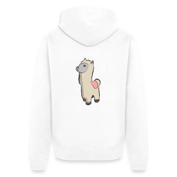 Lama Alpaka Motive Tier Mädchen pastellfarben pink - Unisex Premium Bio Zip Hoodie - Weiß - Hinten - Thijin (182cm)