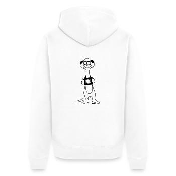 Egon Meerkat - Unisex Premium Organic Zip Hoodie - white - Back - Thijin (182cm)