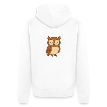 Eule - Unisex Premium Bio Zip Hoodie - Weiß - Hinten - Thijin (182cm)