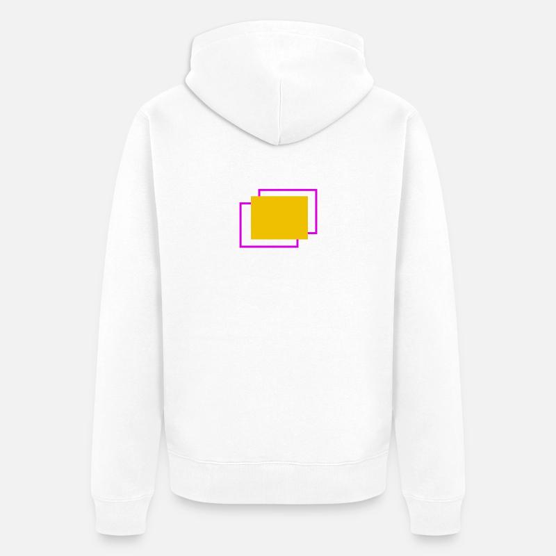 Cadre jaune et fuchsia en quinconce - Veste à capuche bio Premium Unisexe - blanc