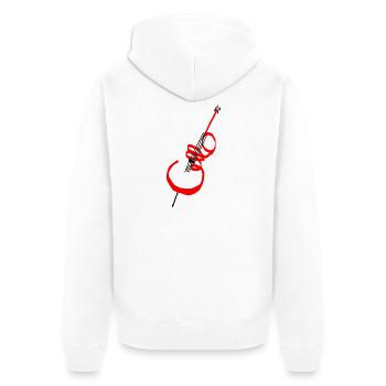 Lettrage violoncelle rouge - Veste à capuche bio Premium Unisexe - blanc - Dos - Thijin (182cm)