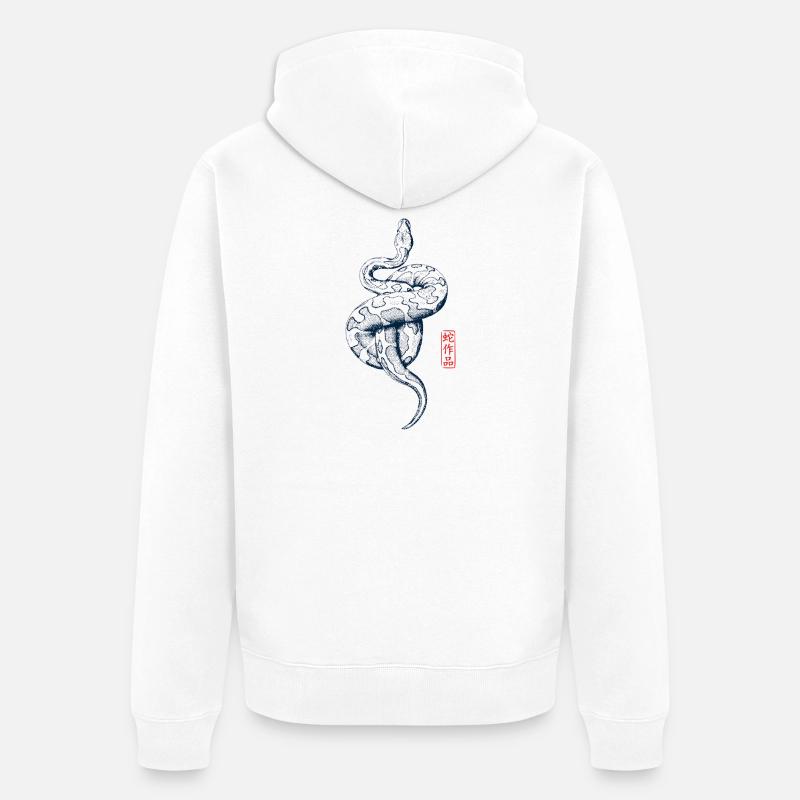 Python mit Kanji Stempel - Unisex Premium Bio Zip Hoodie - Weiß