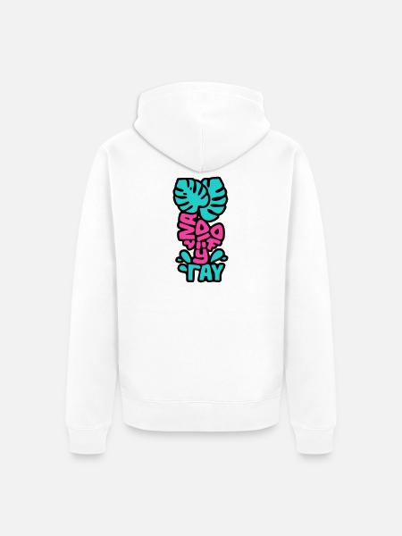 Vacay Vibes Schriftzug Grafik - Unisex Premium Bio Zip Hoodie - Weiß