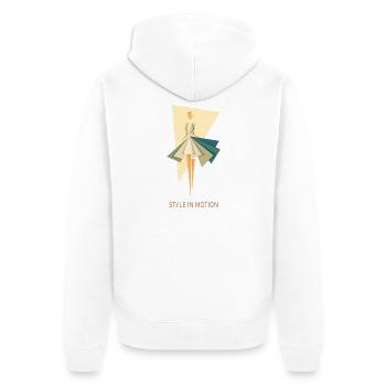 Style In Motion – Abstrakte Mode Illustration - Unisex Premium Bio Zip Hoodie - Weiß - Hinten - Thijin (182cm)