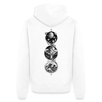 Kosmische Landschaft - Unisex Premium Bio Zip Hoodie - Weiß - Hinten - Thijin (182cm)