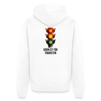 Grün ist für Touristen – Lustige Ampel - Unisex Premium Bio Zip Hoodie - Weiß - Hinten - Thijin (182cm)
