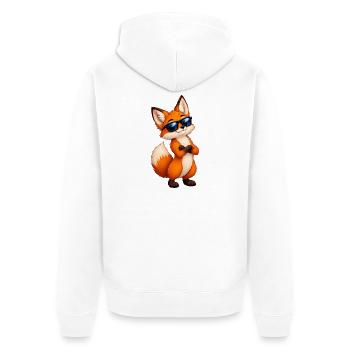 Fuchs mit Sonnenbrille Charme - Unisex Premium Bio Zip Hoodie - Weiß - Hinten - Thijin (182cm)