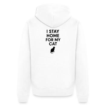 Ich bleibe zu Hause wegen meiner Katze - Unisex Premium Bio Zip Hoodie - Weiß - Hinten - Thijin (182cm)