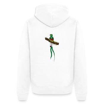 Quezal - Unisex Premium Bio Zip Hoodie - Weiß - Hinten - Thijin (182cm)