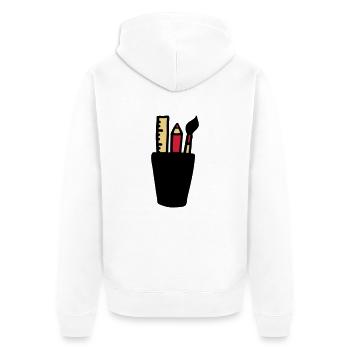 Stift - Pinsel - Lineal - Unisex Premium Bio Zip Hoodie - Weiß - Hinten - Thijin (182cm)