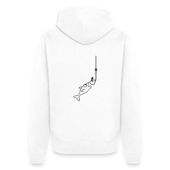 Fishing With Heart - Unisex Premium Organic Zip Hoodie - white - Back - Thijin (182cm)