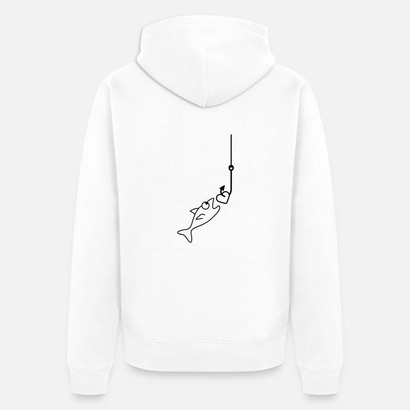 Fishing With Heart - Veste à capuche bio Premium Unisexe - blanc