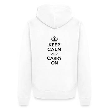 Keep Calm And Carry On - Unisex Premium Organic Zip Hoodie - white - Back - Thijin (182cm)