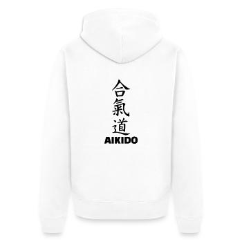 Aikido - Unisex Premium Organic Zip Hoodie - white - Back - Thijin (182cm)