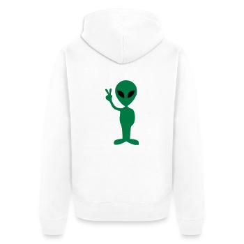 Alien Peace - Unisex Premium Organic Zip Hoodie - white - Back - Thijin (182cm)
