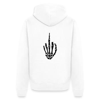 middle finger skull - Unisex Premium Bio Zip Hoodie - Weiß - Hinten - Thijin (182cm)