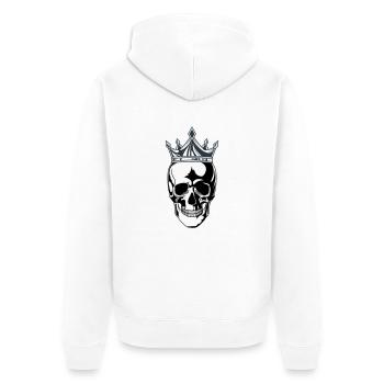 skull king krone - Unisex Premium Bio Zip Hoodie - Weiß - Hinten - Thijin (182cm)