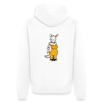 Hase Pferd reiten Reiter Pony Pferdchen winken Süß - Unisex Premium Bio Zip Hoodie - Weiß - Hinten - Thijin (182cm)