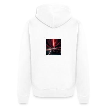 Rotes Sportauto - Unisex Premium Bio Zip Hoodie - Weiß - Hinten - Thijin (182cm)