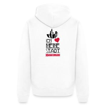 Stadt Liebe Hamburg Deutschland Spruch Geschenk - Unisex Premium Bio Zip Hoodie - Weiß - Hinten - Thijin (182cm)
