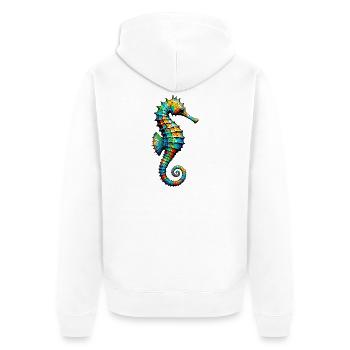Seahorse - Unisex Premium Organic Zip Hoodie - white - Back - Thijin (182cm)